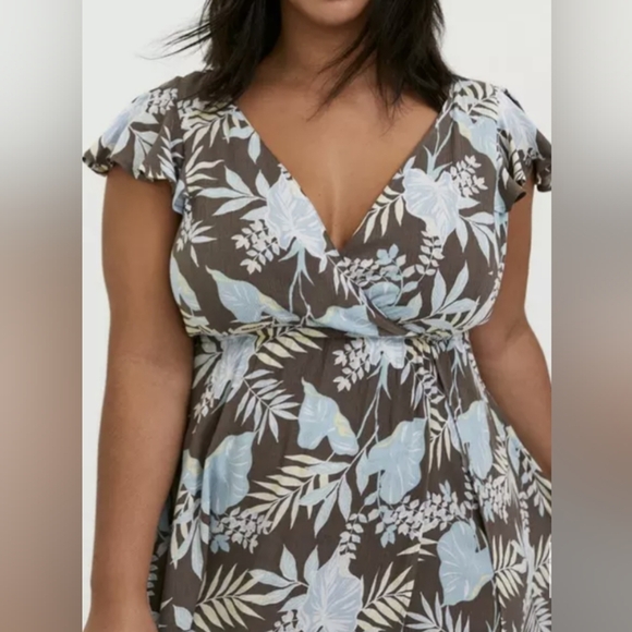 Maxi Gauze Walk-Through Boho Dress Romper Tropical Women's Size 1X - Picture 6 of 14